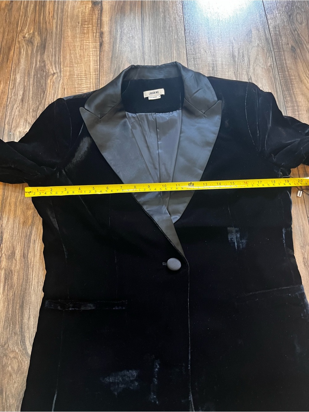 $400 JASON WU Black Velvet Satin Lapel Tailored One Button Blazer M - Picture 8 of 15